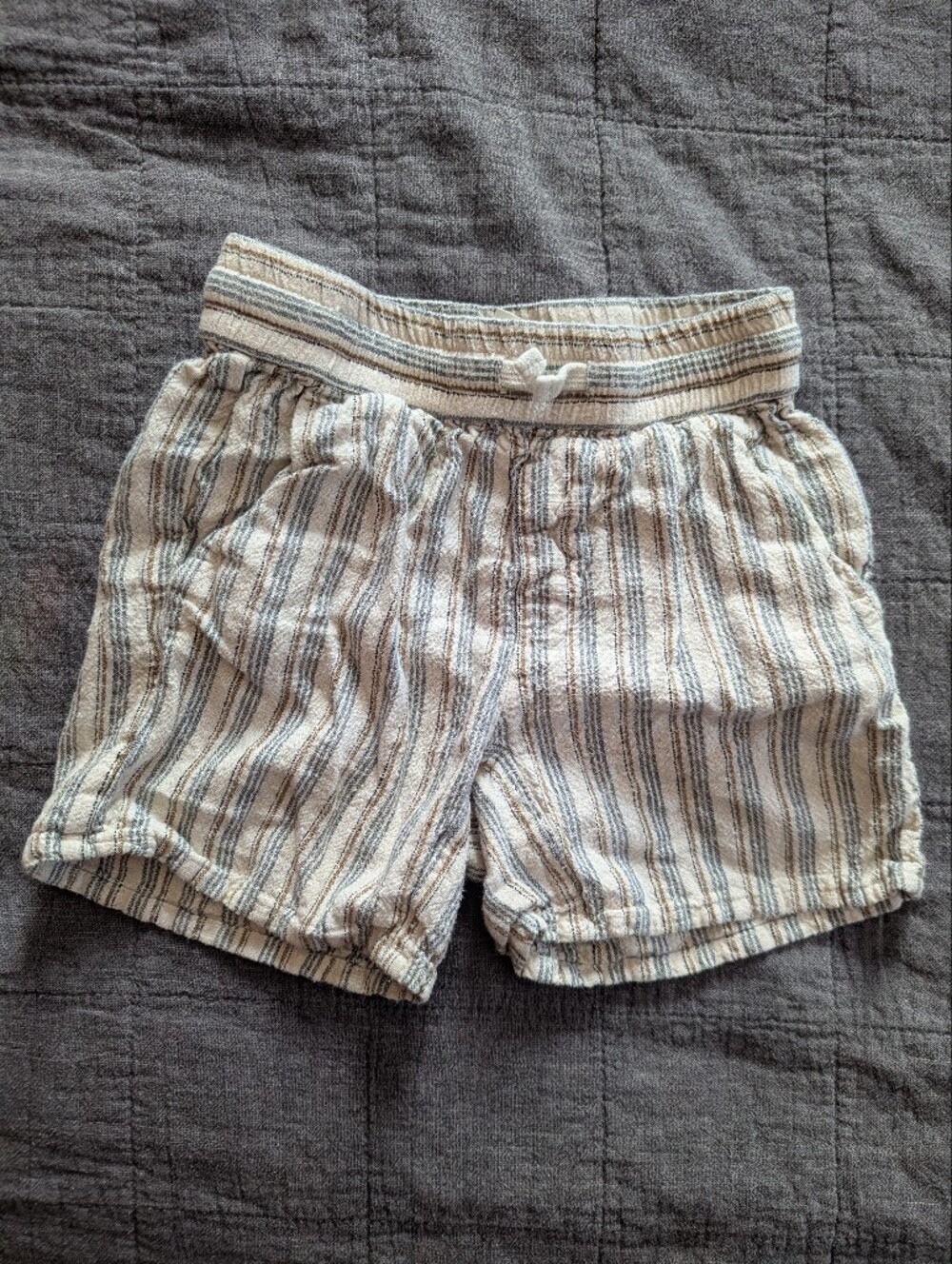 Rylee + Cru Cream Shorts with Blue Stripe